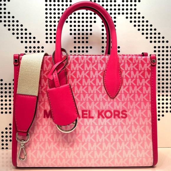 Michael Kors Mirella Small Ombré Signature Logo Crossbody Bag Dragonfruit - Picture 1 of 6